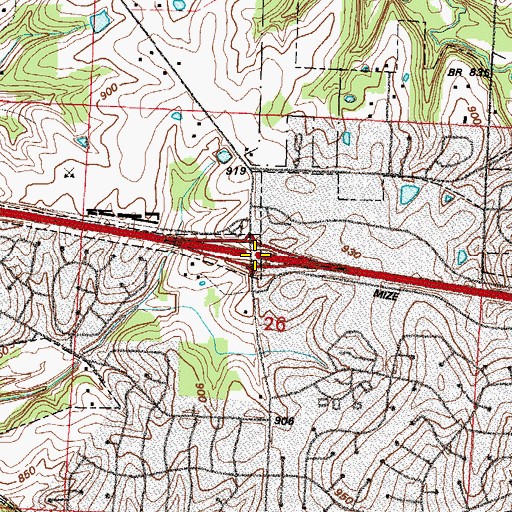Topographic Map of Interchange 18, MO