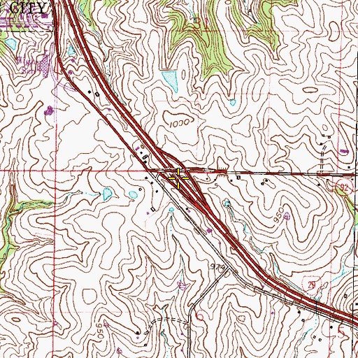 Topographic Map of Interchange 18, MO