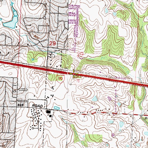 Topographic Map of Interchange 21, MO