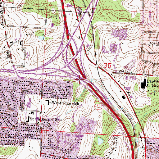 Topographic Map of Interchange 71B, MO