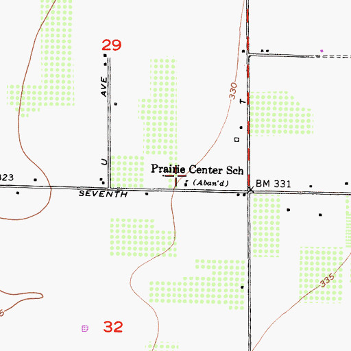 Topographic Map of Prairie Center School, CA