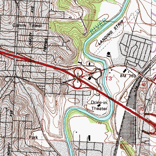 Topographic Map of Interchange 7A, MO