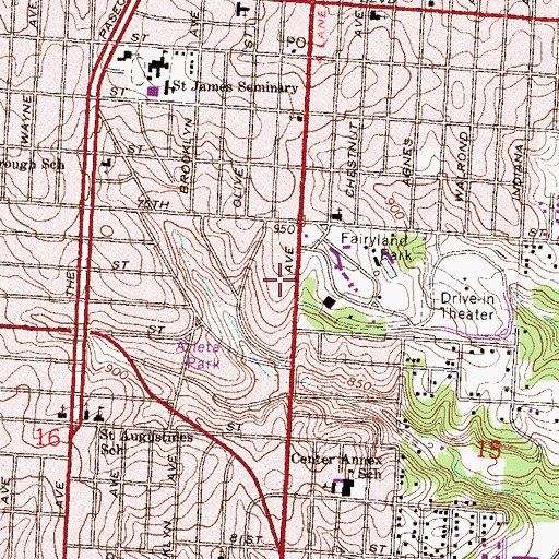 Topographic Map of Southeast Post Office, MO