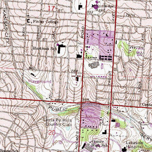 Topographic Map of B Banneker Charter Academy, MO