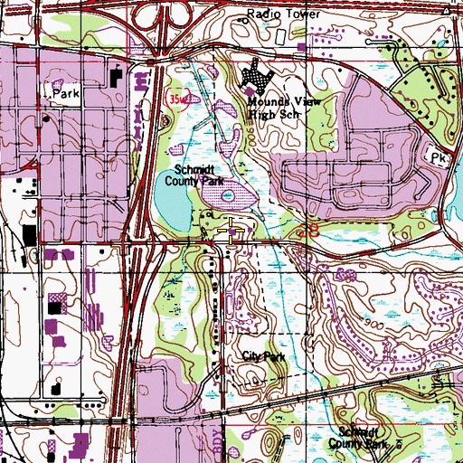 Topographic Map of Arden Hills Library, MN
