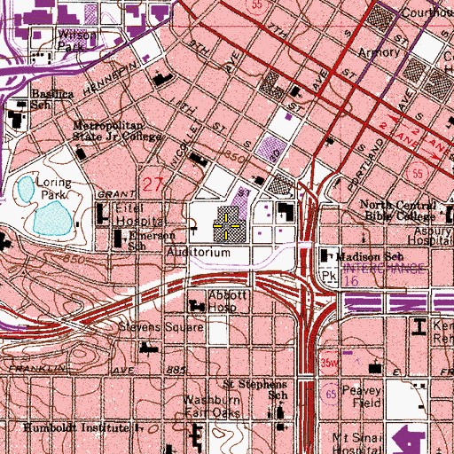 Topographic Map of Hall D, MN
