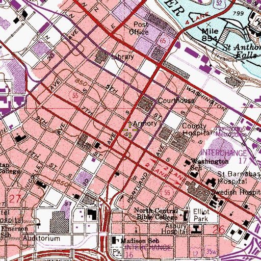 Topographic Map of Hennepin County Government Center, MN