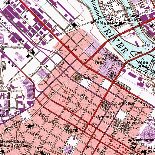 Topographic Map of Hennepin County Public Library, MN