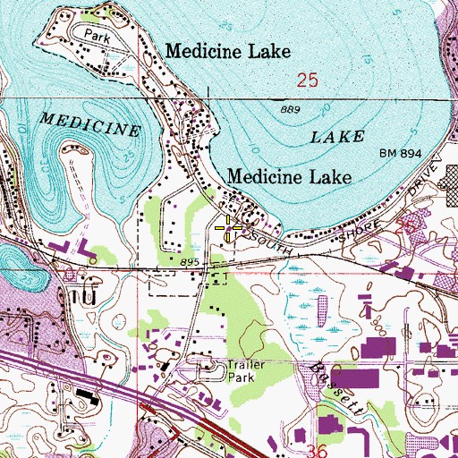Topographic Map of Medicine Lake City Hall, MN