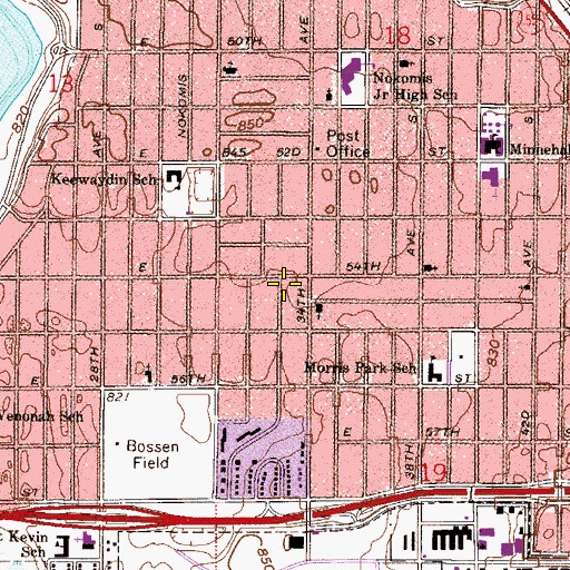 Topographic Map of Minneapolis Fire Department Station 12, MN