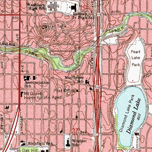 Topographic Map of Minneapolis Fire Department Station 27, MN