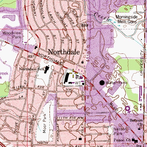 Topographic Map of Northdale Library, MN