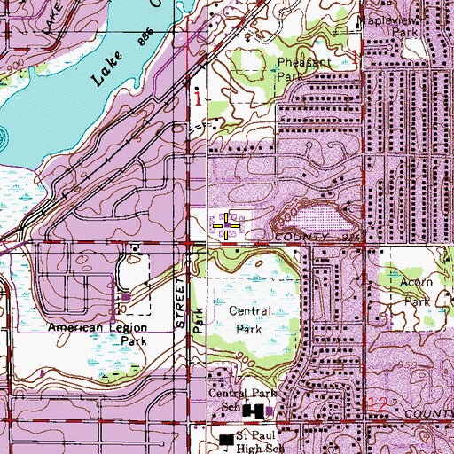 Topographic Map of Roseville Ice Arena, MN
