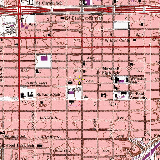 Topographic Map of Saint Paul Fire Department Station 5, MN