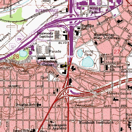 Topographic Map of Walker Art Center, MN