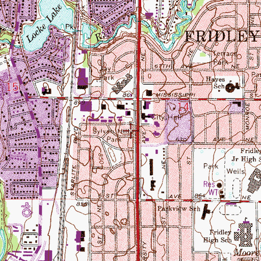 Topographic Map of Church of Christ of Fridley, MN