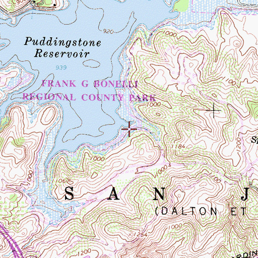 Topographic Map of Puddingstone Reservoir State Recreation Area (historical), CA