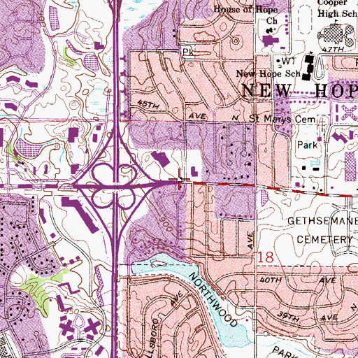 Topographic Map of Crystal Evangelical Free Church, MN