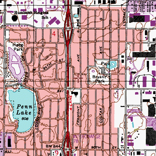Topographic Map of Eastside Bible Baptist Church, MN