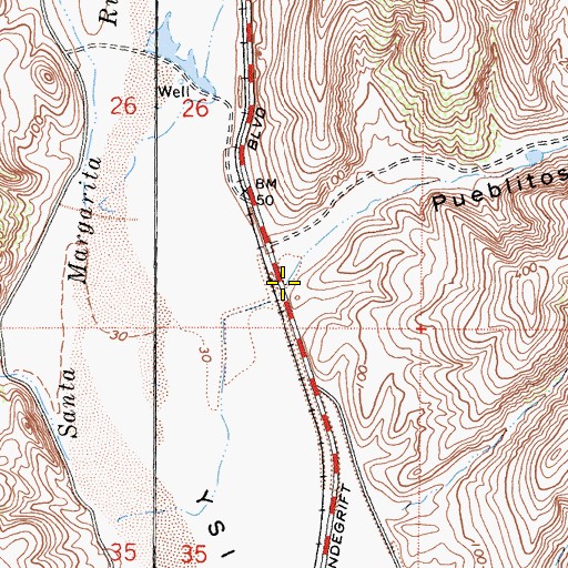 Topographic Map of Pueblitos Canyon, CA