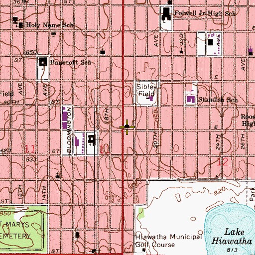 Topographic Map of Ebenezer Lutheran Brethren Church, MN