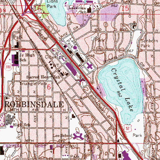 Topographic Map of Elim Lutheran Church of Robbinsdale, MN