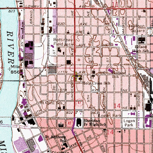 Topographic Map of Holy Cross Church, MN