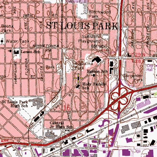 Topographic Map of Holy Family Catholic Church, MN