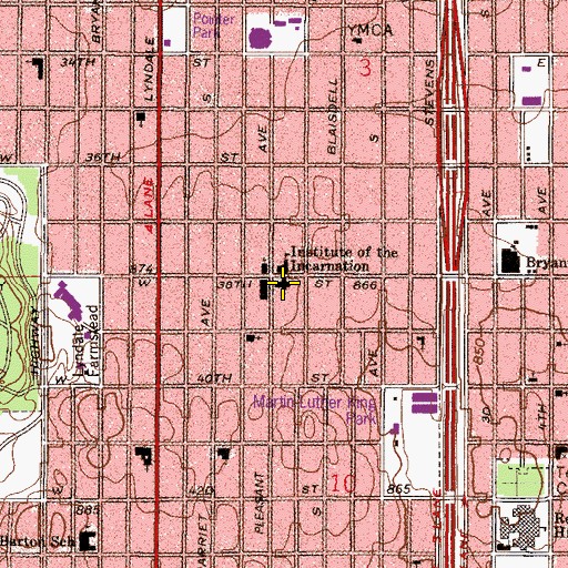 Topographic Map of Incarnation Catholic Church, MN