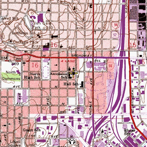 Topographic Map of Ascension Church, MN