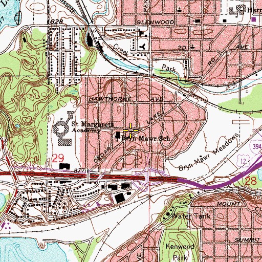 Topographic Map of Bryn Mawr Presbyterian Church, MN