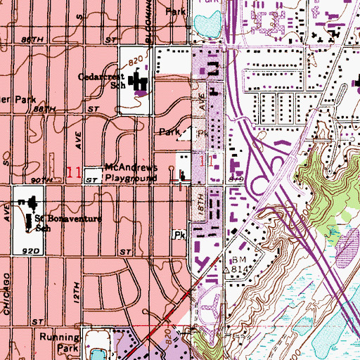 Topographic Map of Cedarcrest Free Methodist Church, MN