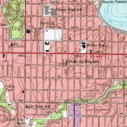 Topographic Map of Christ the King Catholic Church, MN