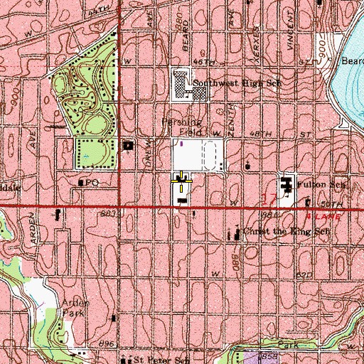 Topographic Map of Lake Harriet United Methodist Church, MN