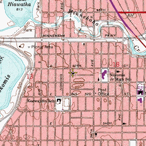 Topographic Map of Lake Nokomis Lutheran Church, MN