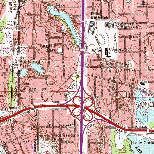 Topographic Map of Normandale Lutheran Church Edina, MN