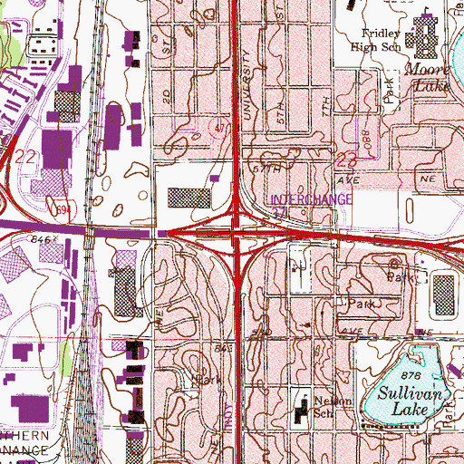Topographic Map of Interchange 37, MN