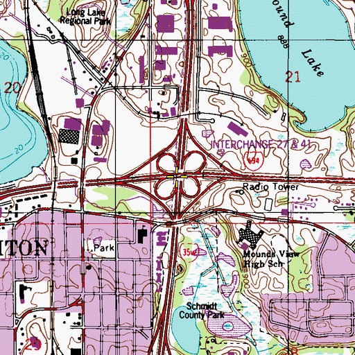 Topographic Map of Interchange 41A and 41B, MN