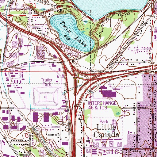 Topographic Map of Interchange 46, MN