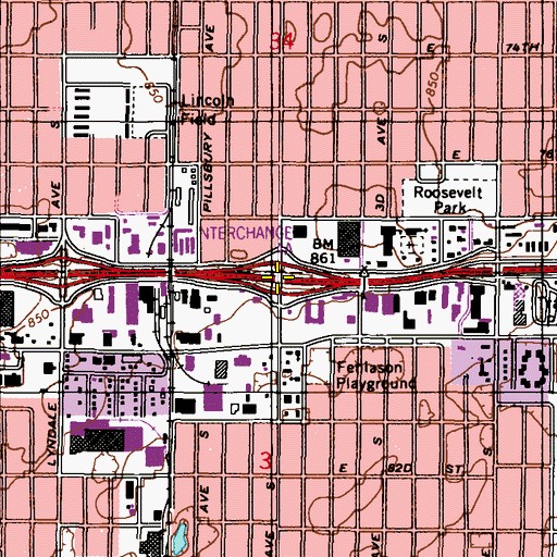 Topographic Map of Interchange 4A, MN