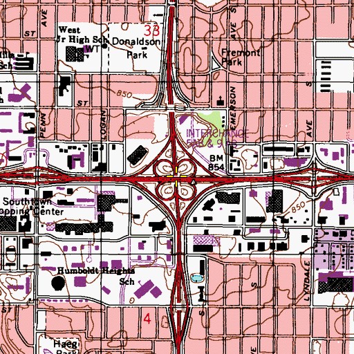 Topographic Map of Interchange 5B, MN