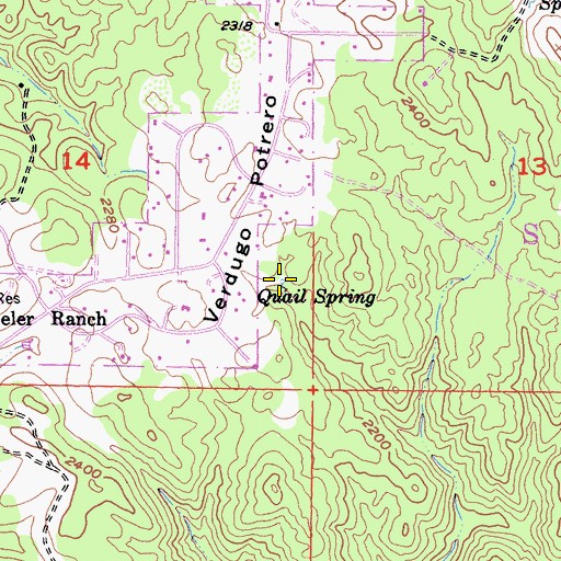 Topographic Map of Quail Spring, CA