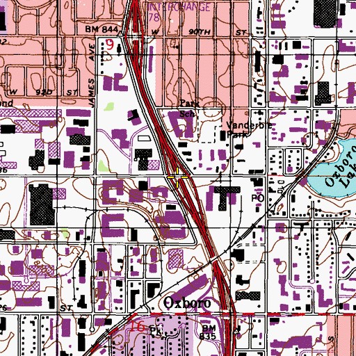 Topographic Map of Interchange 7A, MN