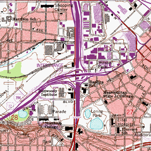 Topographic Map of Interchange 8B, MN