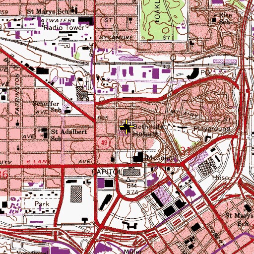 Topographic Map of Healtheast Bethesda Lutheran Hospital and Rehabilitation Center, MN