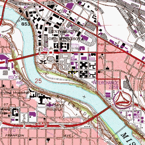 Topographic Map of University of Minnesota Medical Center - East Bank Campus, MN