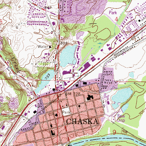 Topographic Map of Brickyard Shopping Center, MN