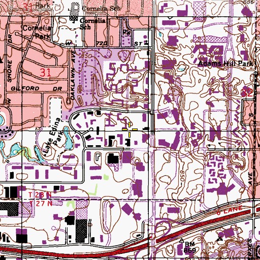 Topographic Map of Centennial Lakes Plaza Shopping Center, MN