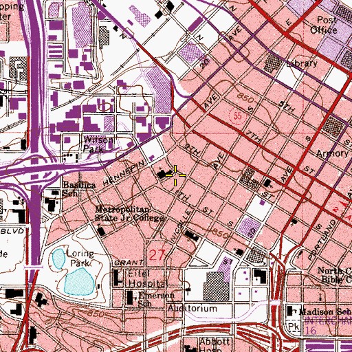 Topographic Map of City Center Shopping Center, MN