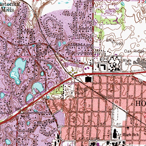 Topographic Map of Country Village Shopping Center, MN
